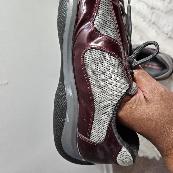 Prada Designer Men's Colorblock Burgundy Shoes - Picture 8 of 15